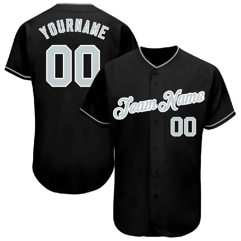 Custom Baseball Jerseys For Sponsor Promotion-Custom Black Gray-White Authentic Baseball Jersey