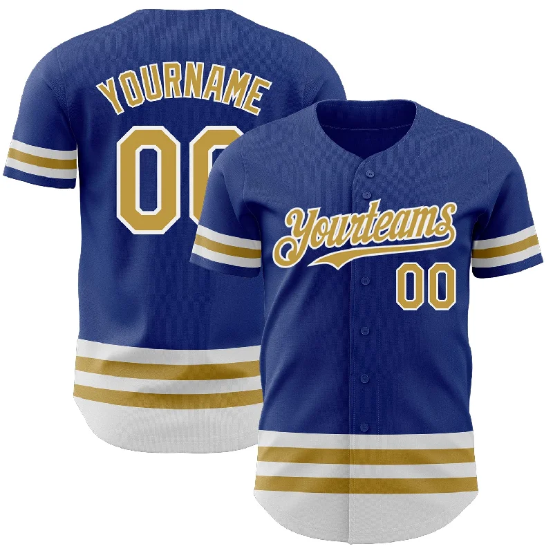 Custom Baseball Jerseys With Custom Back Designs-Custom Royal Old Gold-White Line Authentic Baseball Jersey