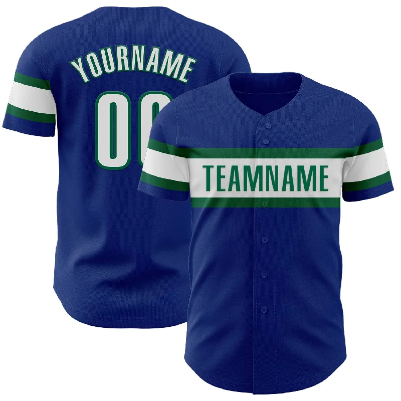 Baseball Jerseys With Player Photos-Custom Royal White-Kelly Green Authentic Baseball Jersey