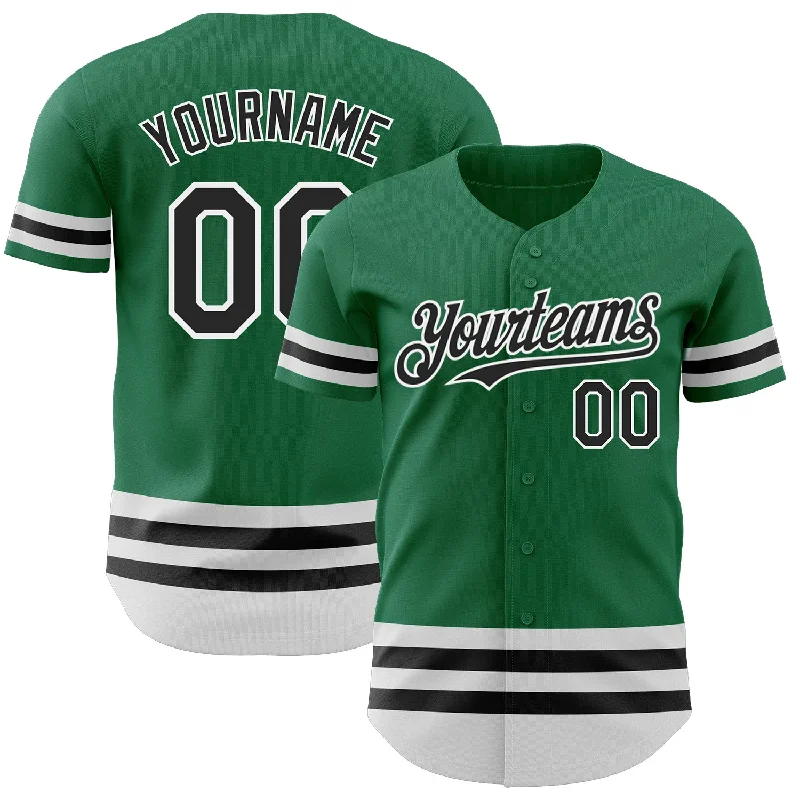 Custom Baseball Jerseys For Training Camps-Custom Kelly Green Black-White Line Authentic Baseball Jersey