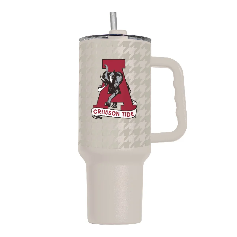 Custom Team Mugs For Sponsorship Opportunities-Alabama Sand 40oz Houndstooth Replay Powder Coat Tumbler