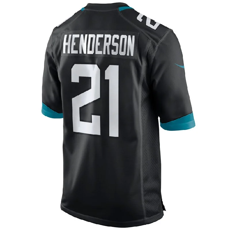 Rugby Jerseys With Personalized Team Graphics-J.Jaguars #21 C.J. Henderson Black Game Jersey Stitched American Football Jerseys