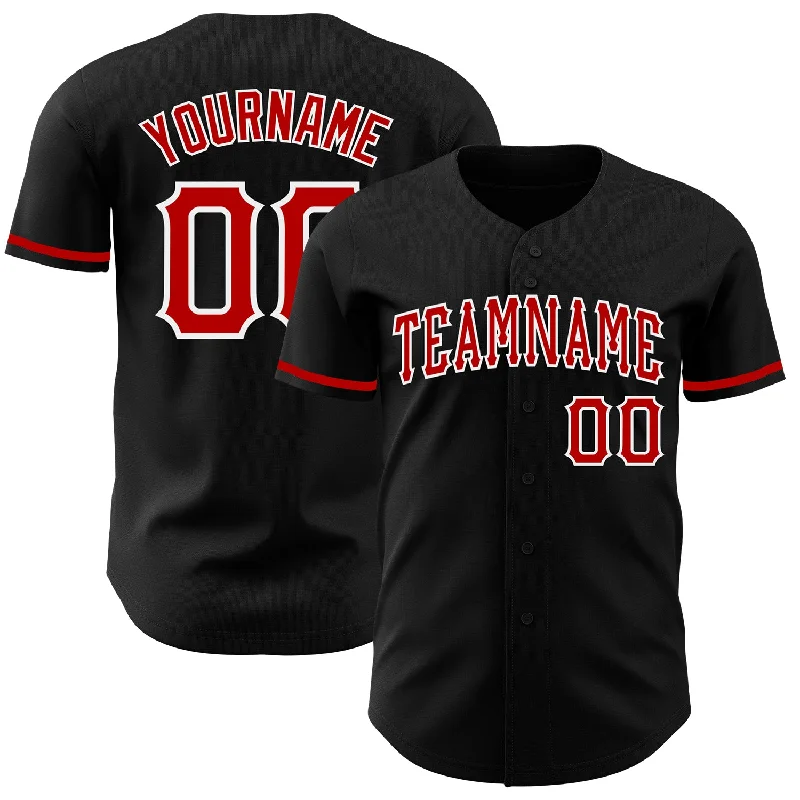 Custom Baseball Jerseys For Major League Teams-Custom Black Red-White Authentic Baseball Jersey