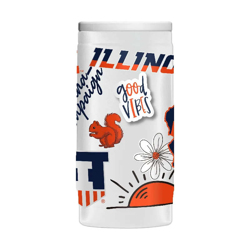 Team Mugs With Custom Text-Illinois 12oz Native Powder Coat Slim Can Coolie