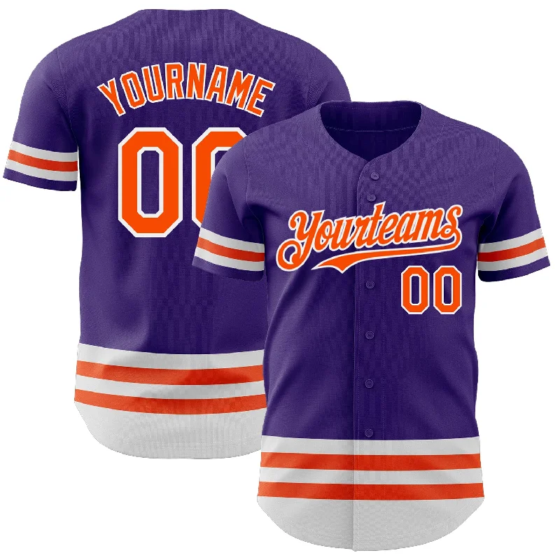 Baseball Jerseys For Youth Teams-Custom Purple Orange-White Line Authentic Baseball Jersey