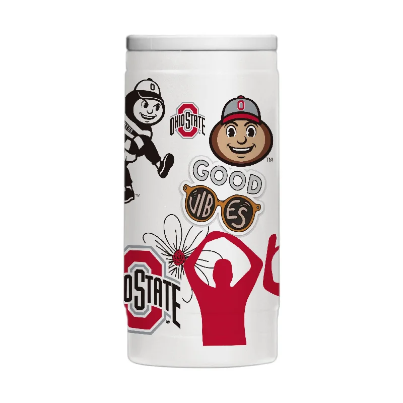 Personalized Team Mugs-Ohio State 12oz Slim Can Coolie Powder Coat