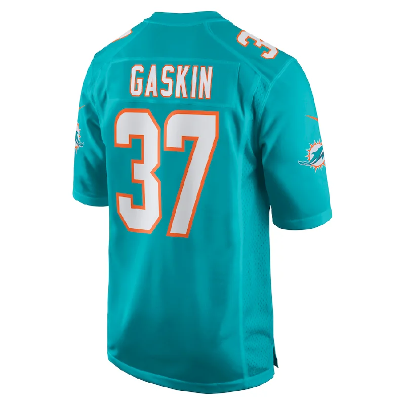 Rugby Jerseys For Special Match Events-M.Dolphins #37 Myles Gaskin Aqua Game Jersey Stitched American Football Jerseys