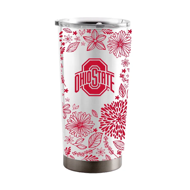 Team Mugs For School Spirit Merchandise-Ohio State 20oz Botanical Stainless Steel Tumbler