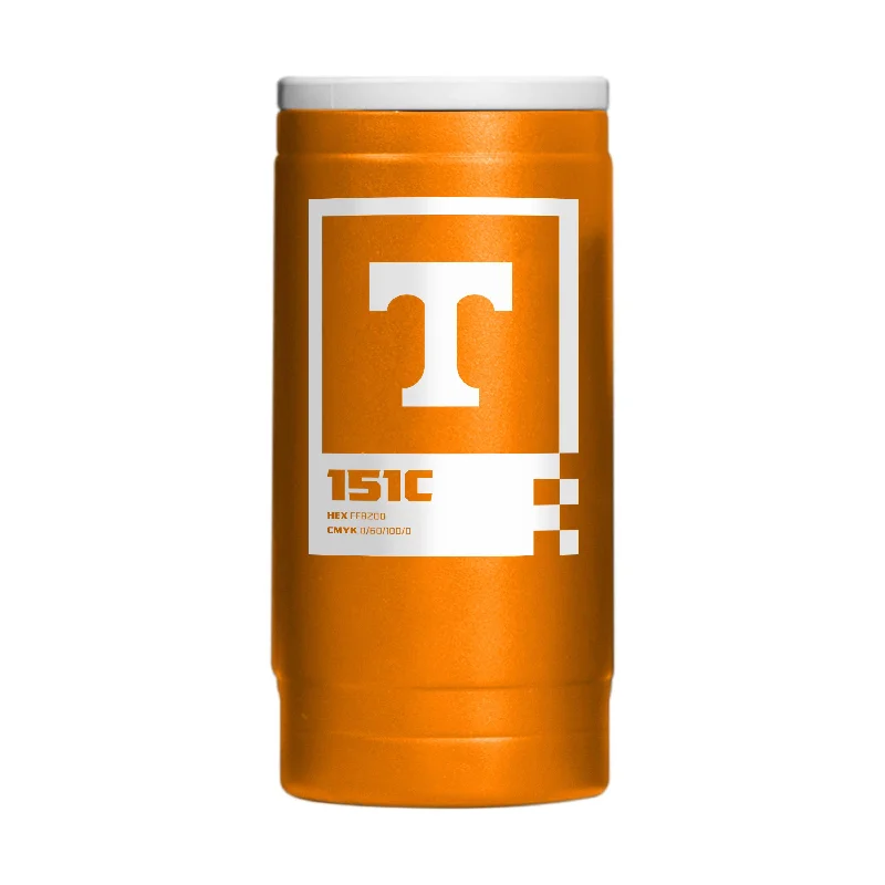 Custom Team Mugs For Local Sports Events-Tennessee Pantone 12oz Powder Coat Slim Can Coolie