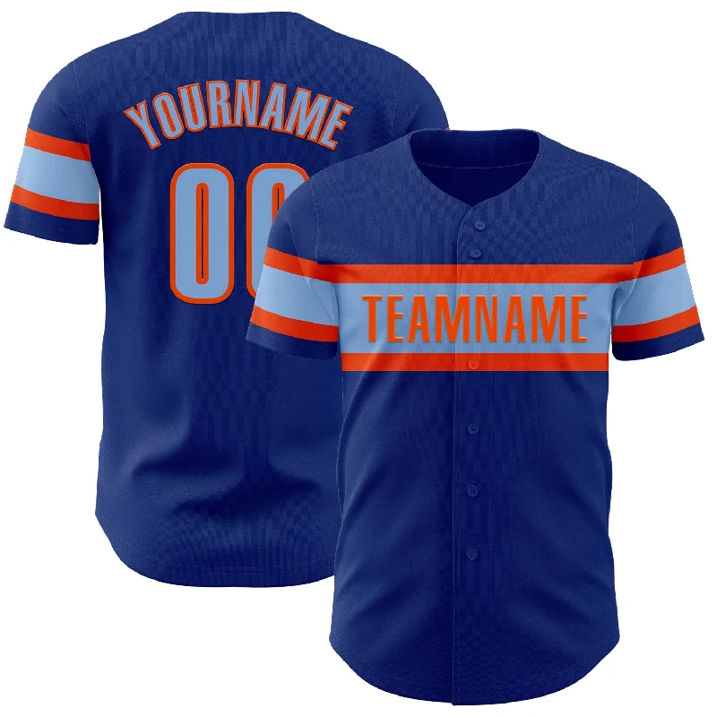 Custom Baseball Jerseys For College Teams-Custom Royal Light Blue-Orange Authentic Baseball Jersey