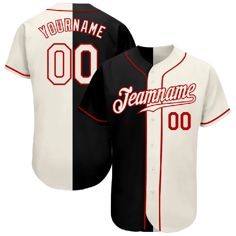 Personalized Baseball Jerseys For Event Sponsors-Custom Black Cream-Red Authentic Split Fashion Baseball Jersey