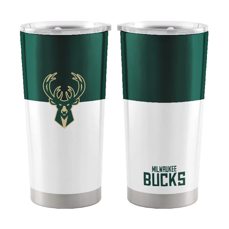 Custom Team Mugs For Matchday Gifts-Milwaukee Bucks 20oz Colorblock Stainless Steel Tumbler