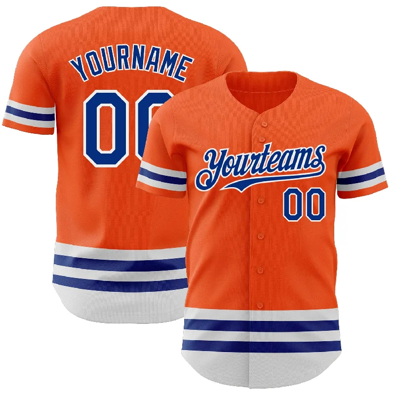 Personalized Baseball Jerseys For Tournament Recognition-Custom Orange Royal-White Line Authentic Baseball Jersey