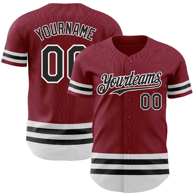 Personalized Baseball Jerseys With Team Logos-Custom Crimson Black-White Line Authentic Baseball Jersey