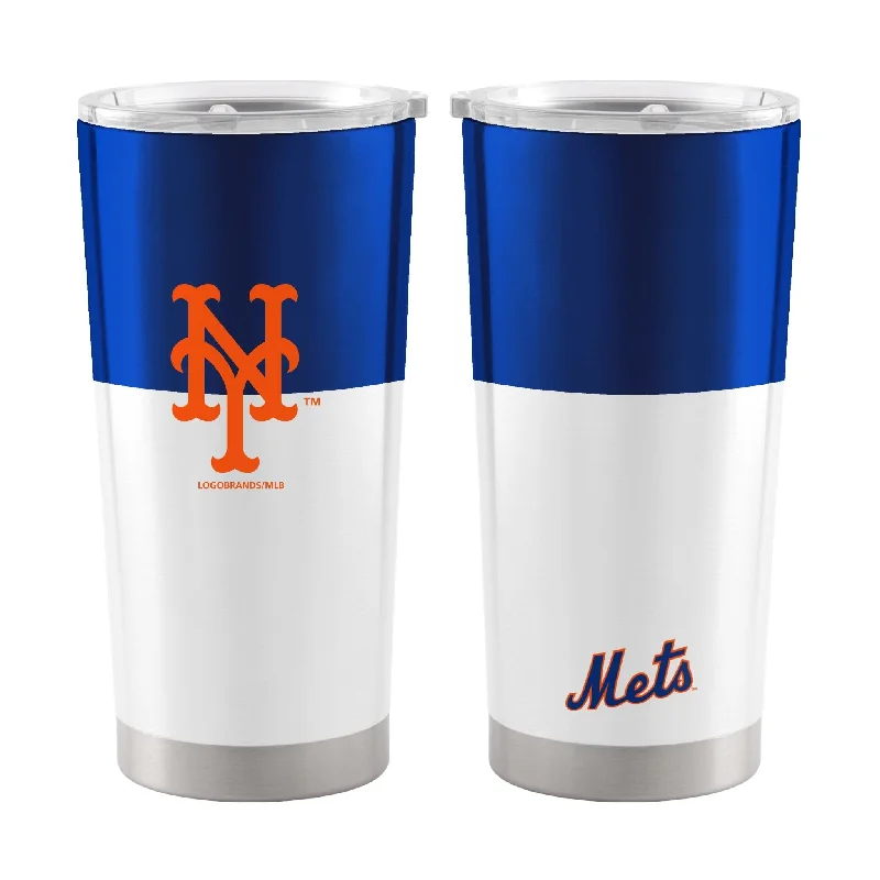 Custom Team Mugs For Youth Teams-New York Mets 20oz Colorblock Stainless Steel Tumbler