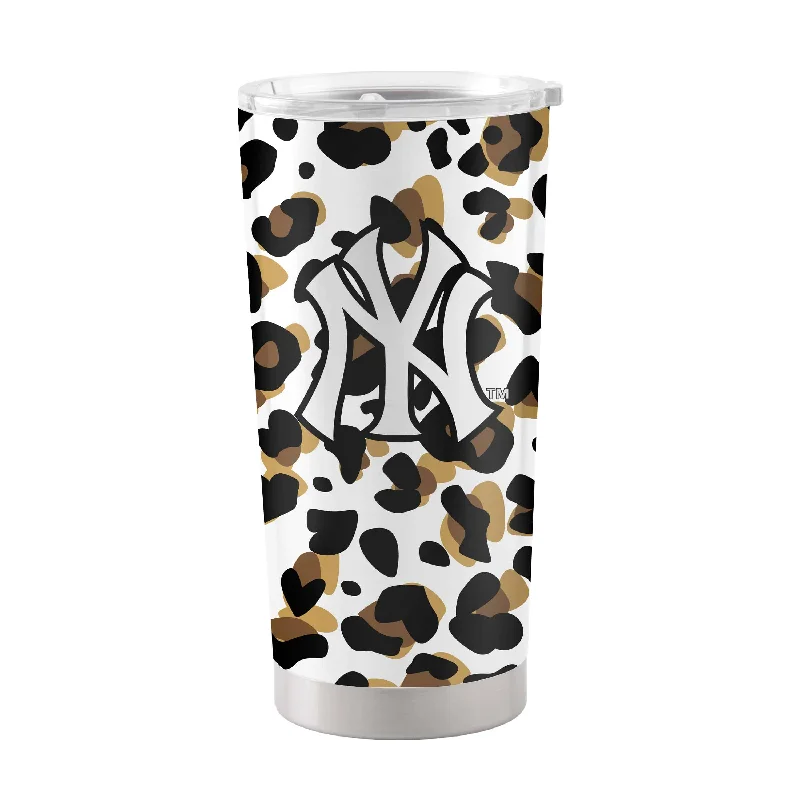 Team Mugs For Special Events-New York Yankees 20oz Neutral Leopard Stainless Steel Tumbler