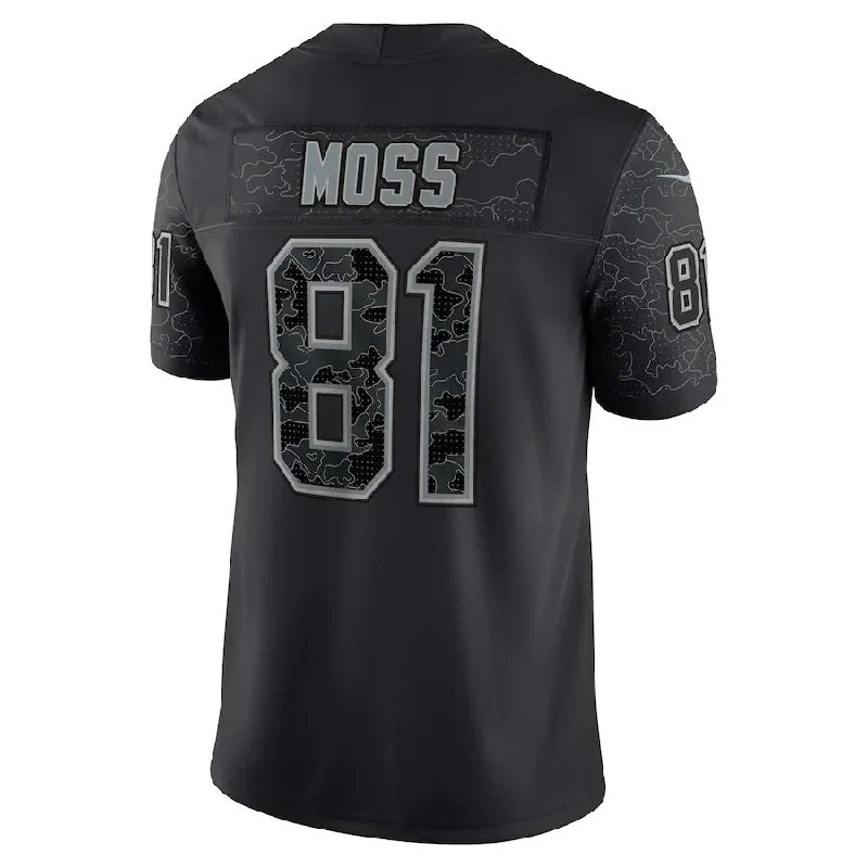 Rugby Jerseys For International Tournaments-NE.Patriots #81 Randy Moss Black Retired Player RFLCTV Limited Jersey Stitched American Football Jerseys