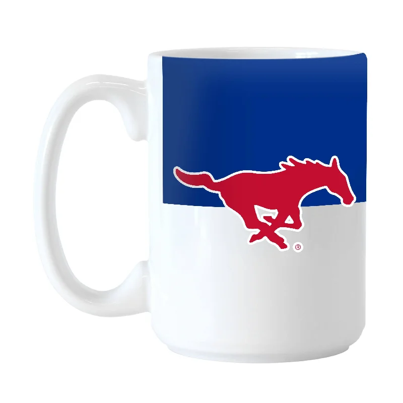 Team Mugs For Schools & Colleges-Southern Methodist 15oz Colorblock Sublimated Mug