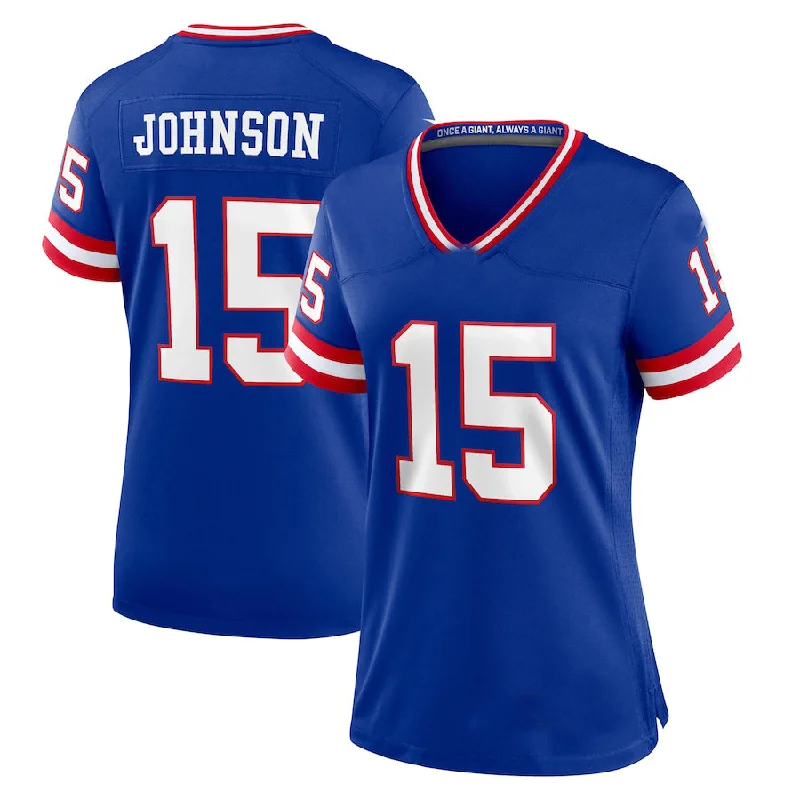 Personalized Rugby Jerseys For Teams & Clubs-NY.Giants #15 Collin Johnson Royal Classic Player Game Jersey Stitched American Football Jerseys