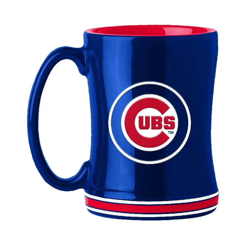 Custom Team Mugs For Employee Recognition-Chicago Cubs 14oz Relief Mug