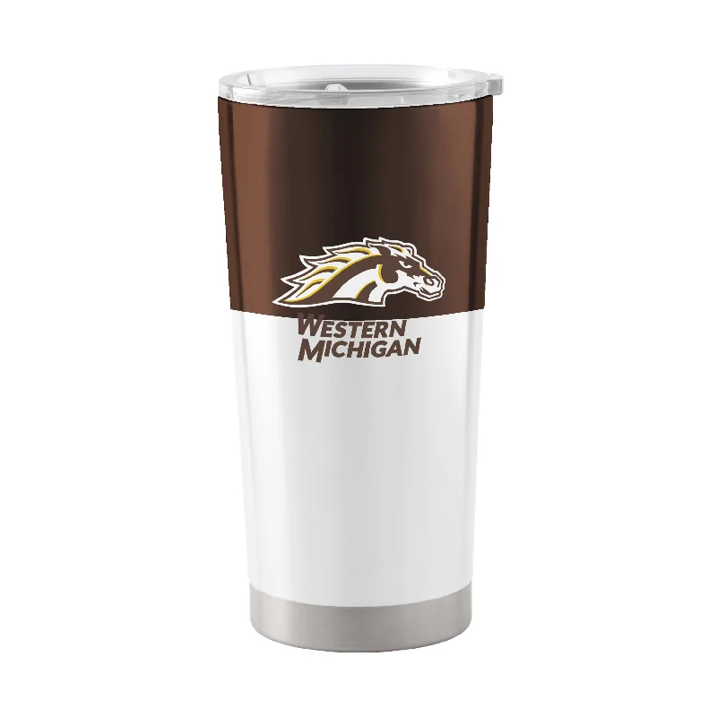 Custom Team Mugs For Coaches-Western Michigan 20oz Colorblock Stainless Tumbler