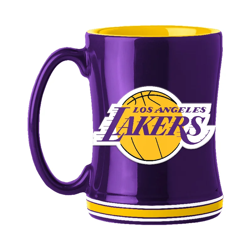 Team Mugs With Custom Graphics For Fans-Los Angeles Lakers 14oz Relief Mug