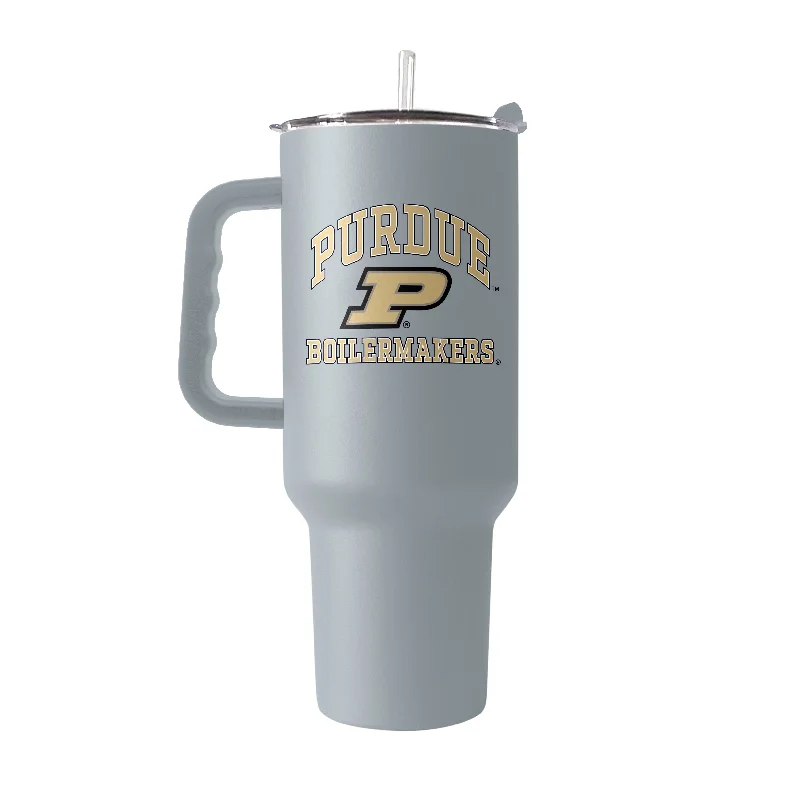 Custom Team Mugs With Personalized Artwork-Purdue Stone 40oz Athletic Powder Coat Tumbler