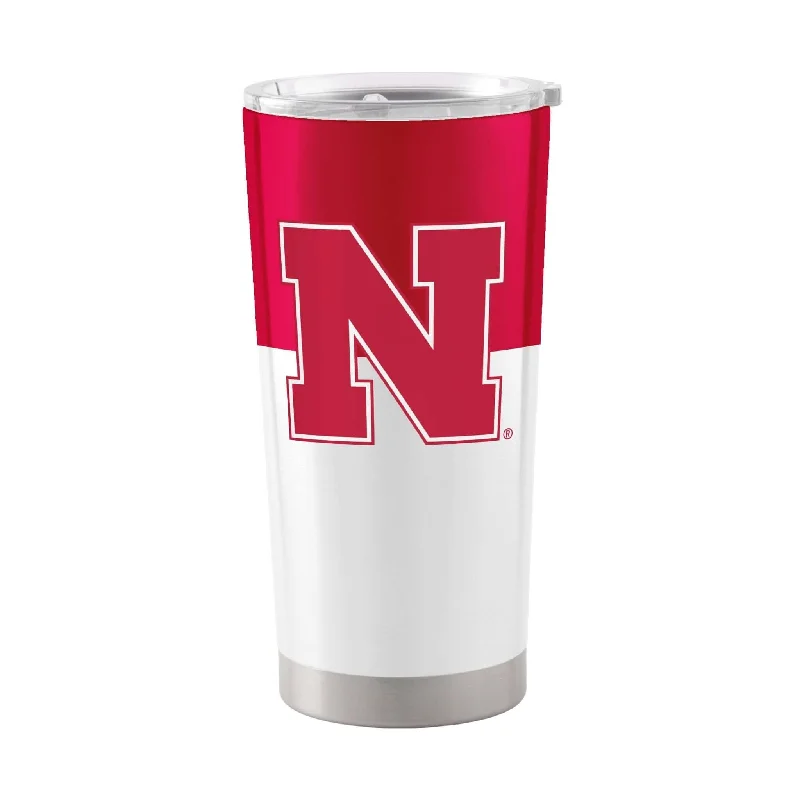 Team Mugs For Personal & Group Gifting-Nebraska 20oz Colorblock Stainless Tumbler