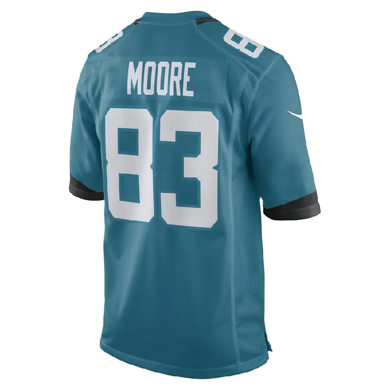 Rugby Jerseys With Custom Fabric Designs-J.Jaguars #83 Jaylon Moore Teal Game Player Jersey Stitched American Football Jerseys