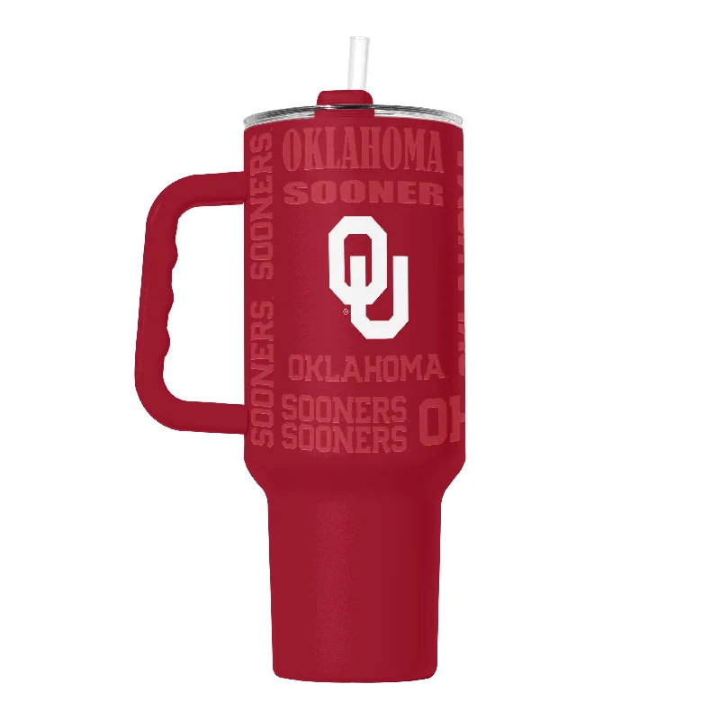 Personalized Team Mugs For Schools-Oklahoma 40oz Replay Powder Coat Tumbler