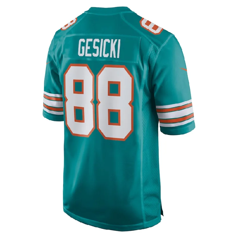 Custom Rugby Jerseys For Schools & Colleges-M.Dolphins #88 Mike Gesicki Aqua Alternate Game Jersey Stitched American Football Jerseys