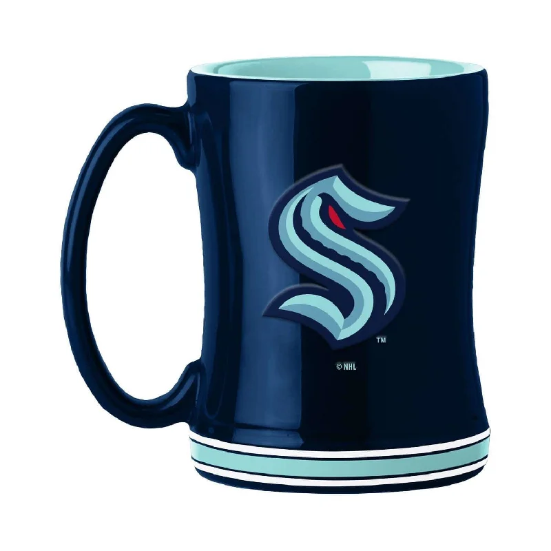 Personalized Team Mugs For Sponsorships-Seattle Kraken 14oz Ceramic Relief Mug