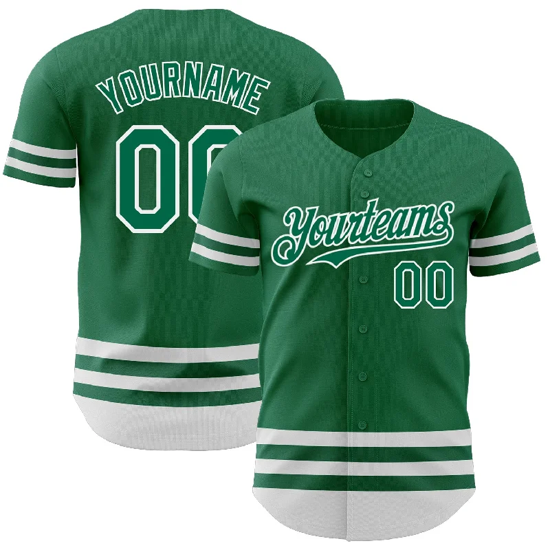 Baseball Jerseys With Custom Printing for Sponsors-Custom Kelly Green White Line Authentic Baseball Jersey