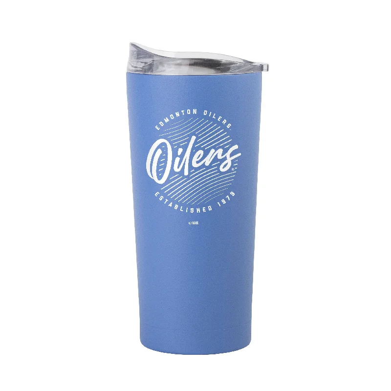 Team Mugs For School & College Events-Edmonton Oilers 20oz Retro Script Arctic Powder Coat Tumbler