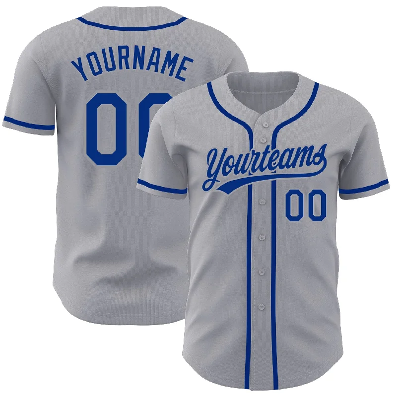 Personalized Baseball Jerseys For Local Fans-Custom Gray Royal Authentic Baseball Jersey