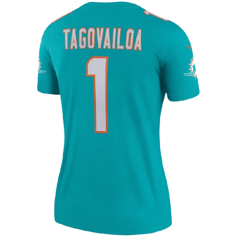 Rugby Jerseys With Custom Printing for Sponsors-M.Dolphins #1 Tua Tagovailoa Aqua Legend Jersey Stitched American Football Jerseys