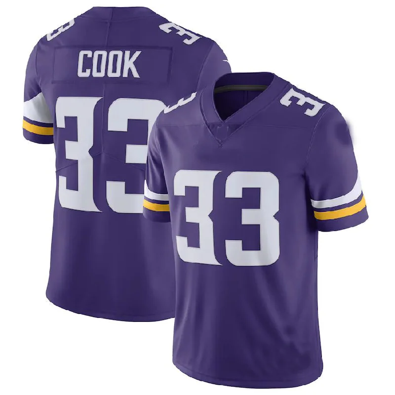 Custom Rugby Jerseys For Custom Events-MN.Vikings #33 Dalvin CookPurple Vapor Untouchable Limited Jersey Stitched American Football Jerseys