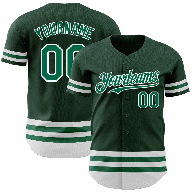 Personalized Baseball Jerseys For Custom Fit-Custom Green Kelly Green-White Line Authentic Baseball Jersey