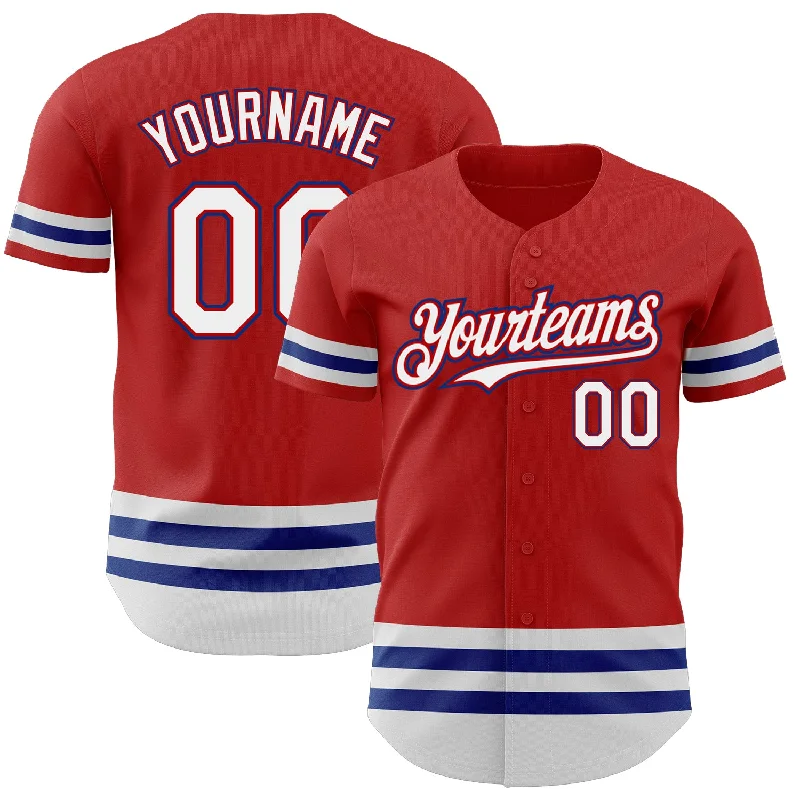 Baseball Jerseys For Youth Leagues-Custom Red White-Royal Line Authentic Baseball Jersey