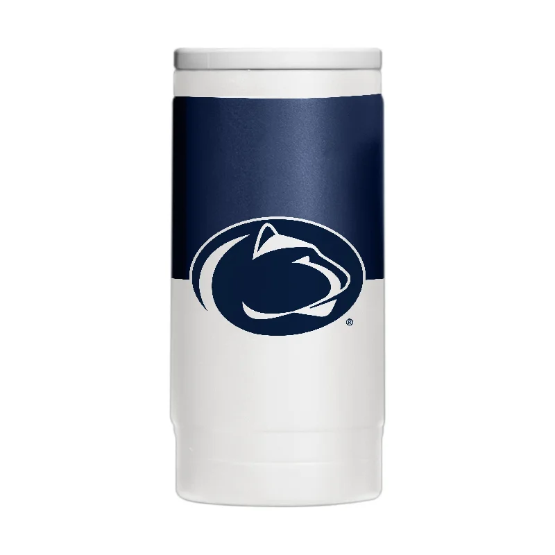 Team Mugs For School Spirit Merchandise-Penn State 12oz Colorblock Powder Coat Slim Can Coolie