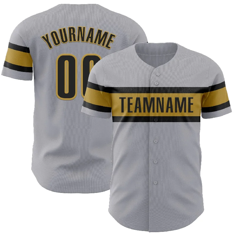 Baseball Jerseys With Custom Font Choices-Custom Gray Black-Old Gold Authentic Baseball Jersey