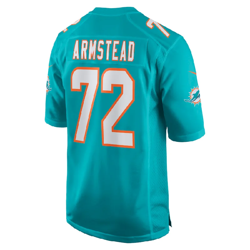 Custom Rugby Jerseys For Holiday Gifts-M.Dolphins #72 Terron Armstead Aqua Game Jersey Stitched American Football Jerseys