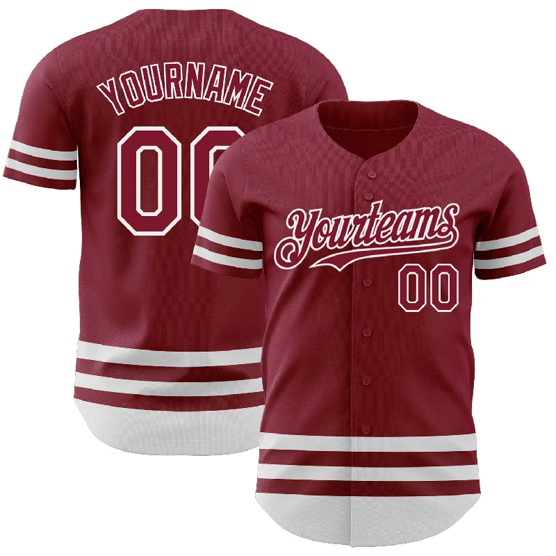 Custom Baseball Jerseys With Team Names-Custom Crimson White Line Authentic Baseball Jersey