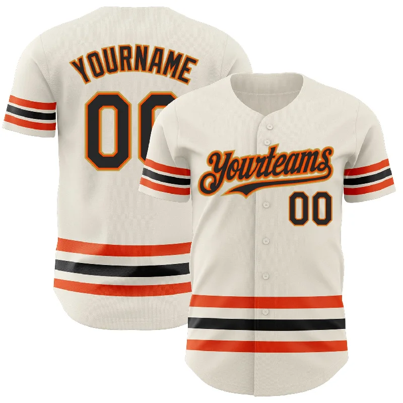 Baseball Jerseys With Player Photos-Custom Cream Black Orange-Old Gold Line Authentic Baseball Jersey