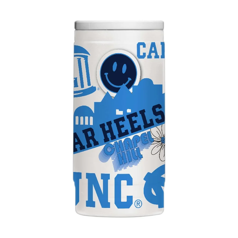 Custom Team Mugs For Schools-North Carolina 12oz Native Powder Coat Slim Can Coolie