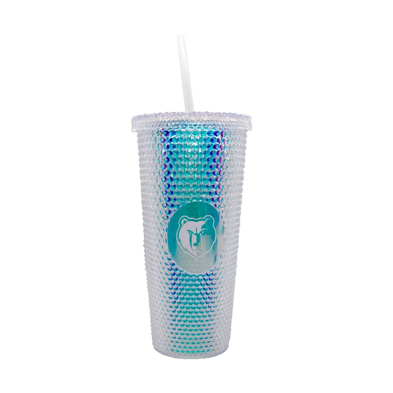 Personalized Team Mugs For Professional Teams-Memphis Grizzlies 24oz Iridescent Studded Tumbler