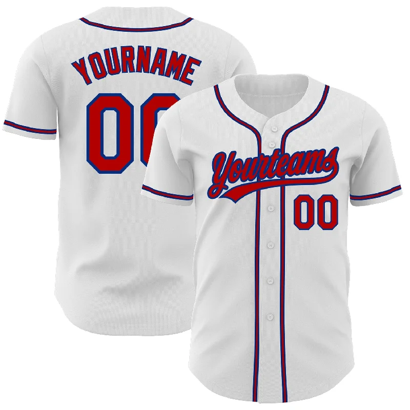 Baseball Jerseys With Special Edition Designs-Custom White Red-Royal Authentic Baseball Jersey