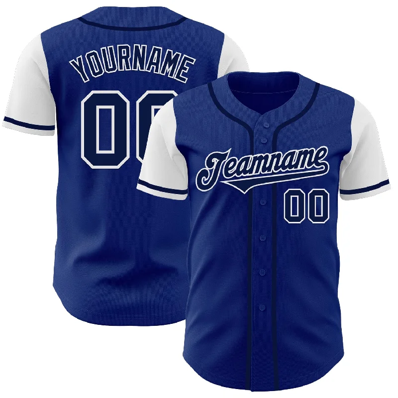 Baseball Jerseys For Special Holiday Events-Custom Royal Navy-White Authentic Two Tone Baseball Jersey