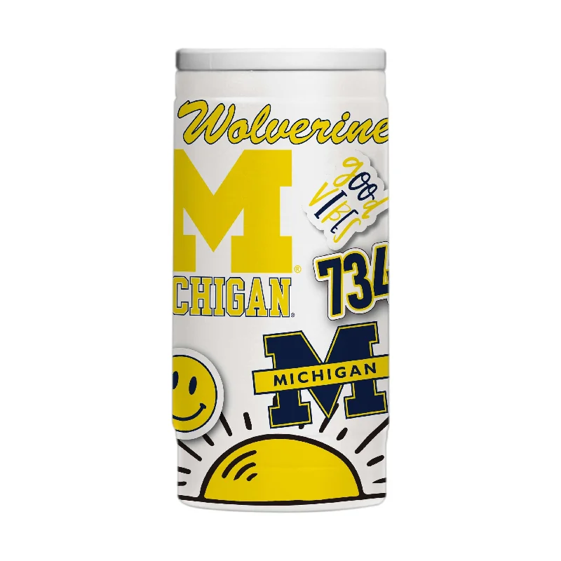 Custom Team Mugs With Team Slogans-Michigan 12oz Native Powder Coat Slim Can Coolie