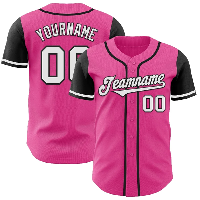 Baseball Jerseys With Custom Embroidery-Custom Pink White-Black Authentic Two Tone Baseball Jersey